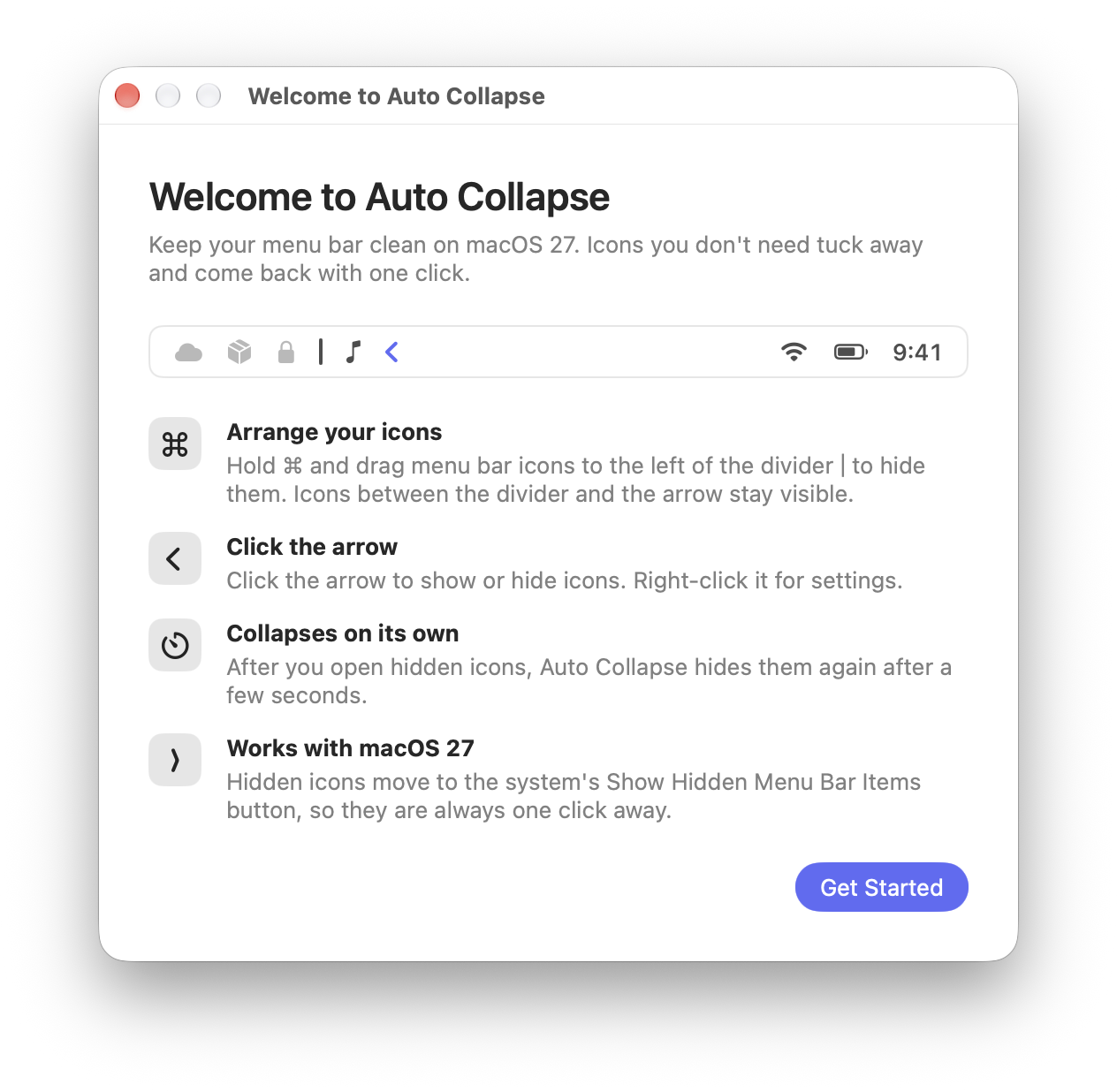 Auto Collapse welcome guide